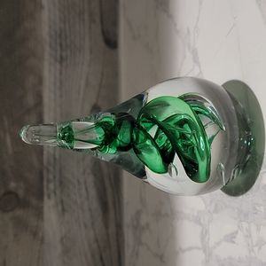Send Me Offers! Poland Emerald Green Swirl Teardrop Crystal Paperweight